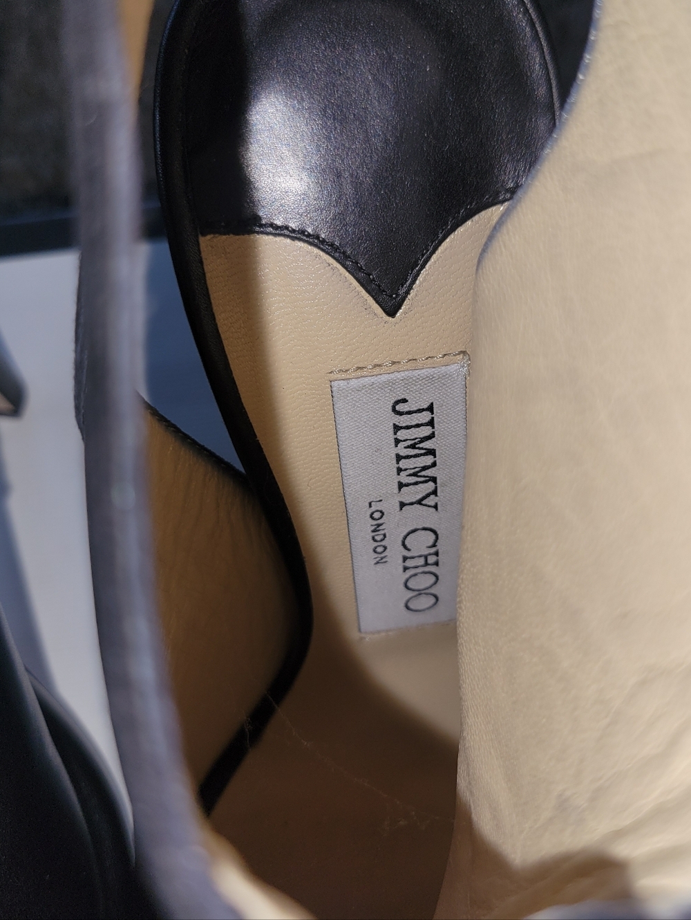 Jimmy Choo Peep Toe Leather Stiletto Black Zip Sandal Sling Backs 36.5 6.5 - Picture 5 of 9